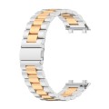 For OPPO Watch 2 42mm Stainless Steel Three-beads Watch Band(Silver Rose Gold)