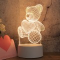 White Base Creative 3D Tricolor LED Decorative Night Light, Plug Version, Shape:Love Bear(White-Warm