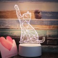 White Base Creative 3D Tricolor LED Decorative Night Light, Button Plug Version, Shape:Cat(White-War