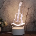 White Base Creative 3D Tricolor LED Decorative Night Light, Button Plug Version, Shape:Guitar(White-