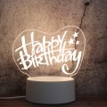 White Base Creative 3D Tricolor LED Decorative Night Light, Button Plug Version, Shape:Happy Birthda