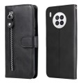For Huawei nova 8i / Honor 50 Lite Calf Texture Zipper Horizontal Flip Leather Phone Case(Black)