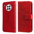 For Huawei nova 8i / Honor 50 Lite 7-petal Flowers Embossed Flip Leather Phone Case with Holder & Ca