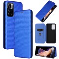 For Xiaomi Redmi Note 11 Pro / Note 11 Pro+ Carbon Fiber Texture Horizontal Flip PU Phone Case(Blue)