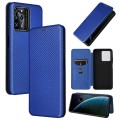 For ZTE Blade V30 Carbon Fiber Texture Horizontal Flip PU Phone Case(Blue)