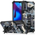 For Motorola G Pure Camouflage Armor Shockproof TPU + PC Magnetic Phone Case with Holder(Light Blue)