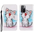 For Xiaomi Redmi Note 11 Pro 3D Colored Drawing Horizontal Flip Leather Phone Case(Red Mouth Cat)