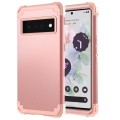 For Google Pixel 6 Pro 3 in 1 Shockproof PC + Silicone Protective Phone Case(Rose Gold)