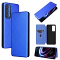 For Motorola Edge 2021 Carbon Fiber Texture Leather Phone Case with Card Slot(Blue)