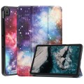 For Nokia T20 Painted Leather Tablet Case with 3-Fold Holder(Milky Way)
