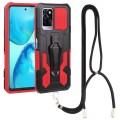 For Infinix Note 10 Pro Armor Warrior Shockproof PC + TPU Lanyard Phone Case(Red)