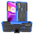 For Motorola Moto E40 Tire Texture TPU + PC Phone Case with Holder(Blue)