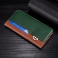 For Huawei nova 9 Contrast Color Side Buckle Leather Phone Case(Light Brown + Green)