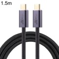 140W USB 2.0 USB-C / Type-C Male to USB-C / Type-C Male Braided Data Cable, Cable Length:1.5m(Black)