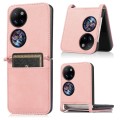 For Huawei P50 Pocket Lambskin Texture Card Folding Phone Case(Pink)