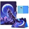 For Huawei MediaPad T3 10 Sewing Pen Slot Leather Tablet Case(Night Wolf)