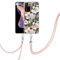 For Xiaomi Redmi Note 11 Pro / Redmi Note 11 Pro+ Flowers Series TPU Phone Case with Lanyard(Green G
