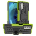 For Motorola Moto G51 5G Tire Texture TPU + PC Phone Case with Holder(Green)