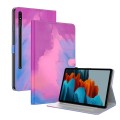 For Samsung Galaxy Tab S9+ Watercolor Pattern Flip Leather Tablet Case(Purple Red)