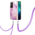 For Xiaomi Redmi Note 11S / Note 11 4G Global Electroplating Marble IMD TPU Phone Case with Lanyard(