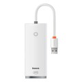 Baseus Lite Series USB-A to USB 3.0x4 HUB Adapter, Cable Length:25cm(White)