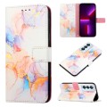 For Tecno Camon 18 Premier PT003 Marble Pattern Flip Leather Phone Case(Galaxy Marble White LS004)