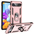 For Google Pixel 6A Shockproof TPU + PC Protective Case with 360 Degree Rotating Holder(Rose Gold)