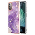 For Nokia G21 / G11 Electroplating Marble Pattern Dual-side IMD TPU Phone Case(Purple 002)