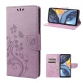 For Motorola Moto G22 Butterfly Flower Pattern Leather Phone Case(Light Purple)