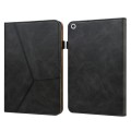 For Lenovo Tab M10 10.1 inch Solid Color Embossed Striped Leather Case(Black)
