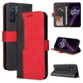 For OPPO Realme 9 Pro+ Stitching-Color PU Leather Phone Case(Red)