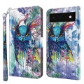 For Google Pixel 7 Pro 5G 3D Painting Pattern TPU + PU Leather Phone Case(Watercolor Owl)