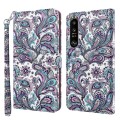 For Sony Xperia 1 III 3D Painting Pattern TPU + PU Leather Phone Case(Swirl Pattern)