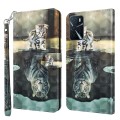 For OPPO A16 / A54 5G 3D Painting Pattern TPU + PU Leather Phone Case(Cat Tiger)