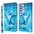 For Samsung Galaxy A52 5G / A52s 5G 3D Painting Pattern TPU + PU Leather Phone Case(Three Butterflie