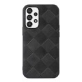 For Samsung Galaxy A23 4G Weave Plaid PU Phone Case(Black)