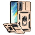 For Samsung Galaxy S21 FE 5G Sliding Camshield Holder Phone Case(Gold)
