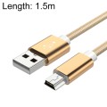 5 PCS Mini USB to USB A Woven Data / Charge Cable for MP3, Camera, Car DVR, Length:1.5m(Gold)