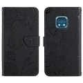 For Nokia XR20 Skin Feel Butterfly Peony Embossed Leather Phone Case(Black)
