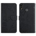 For Honor 9X Lite Skin Feel Butterfly Peony Embossed Leather Phone Case(Black)