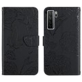 For Huawei nova 7 SE Skin Feel Butterfly Peony Embossed Leather Phone Case(Black)