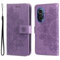 For Honor 50 SE / Huawei nova 9 SE 7-petal Flowers Embossed Flip Leather Phone Case(Light Purple)