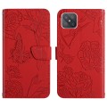 For OPPO Reno4 Z 5G Skin Feel Butterfly Peony Embossed Leather Phone Case(Red)