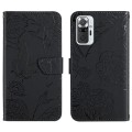 For Xiaomi Redmi Note 10 Pro Skin Feel Butterfly Peony Embossed Leather Phone Case(Black)