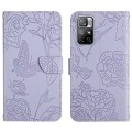 For Xiaomi Redmi Note 11S Skin Feel Butterfly Peony Embossed Leather Phone Case(Purple)