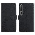 For Xiaomi Mi 10 / 10 Pro 5G Skin Feel Butterfly Peony Embossed Leather Phone Case(Black)