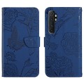 For Xiaomi Mi Note 10 Lite Skin Feel Butterfly Peony Embossed Leather Phone Case(Blue)