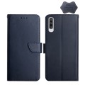 For Samsung Galaxy A50 Genuine Leather Fingerprint-proof Horizontal Flip Phone Case(Blue)