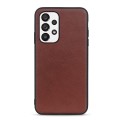 For Samsung Galaxy A73 5G Accurate Hole Lambskin Texture Genuine Leather Phone Case(Brown)