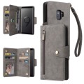 For Samsung Galaxy S9 Rivet Buckle 9 Cards Three Fold Leather Phone Case(Grey)